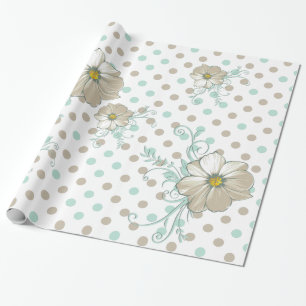 MINT BISQUE DOTS STRIPES GIFT WRAP