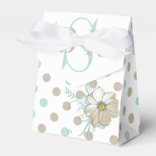 MINT BISQUE DOTS STRIPES Monogrammed Favor Box