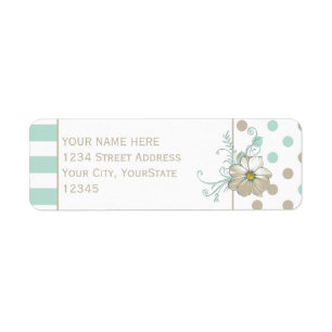 MINT BISQUE DOTS STRIPES Return Address Label