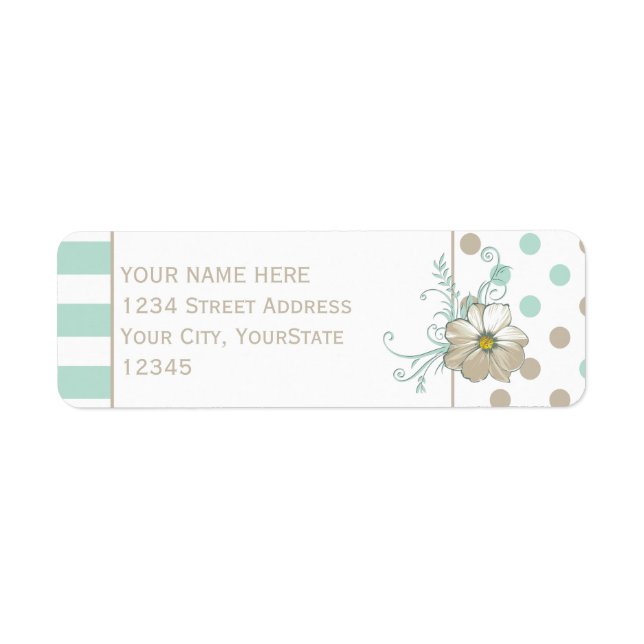MINT BISQUE DOTS STRIPES Return Address Label (Front)