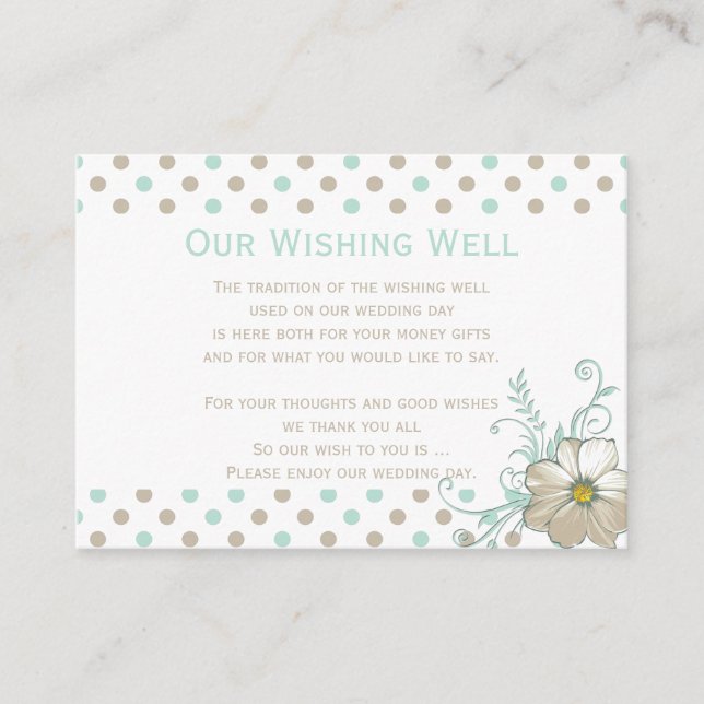 MINT BISQUE DOTS STRIPES Wishing Well Cards (Front)