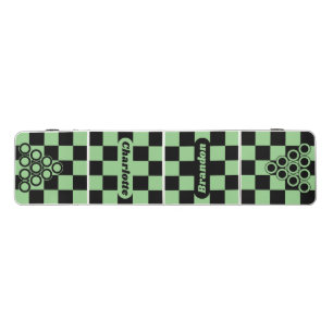 Mint & Black Checker with Names Beer Pong Table