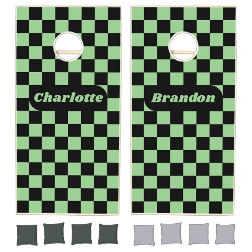 Mint & Black Checker with Names