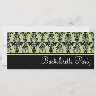 Mint & Black Damask Bachelorette Party Invitation