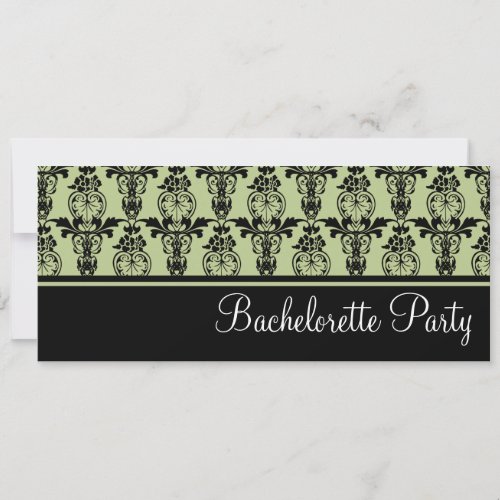 Mint &amp; Black Damask Bachelorette Party Invitation
