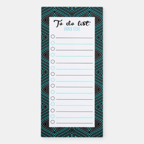 Mint Black  Grey Stylish Personalized To Do List Magnetic Notepad