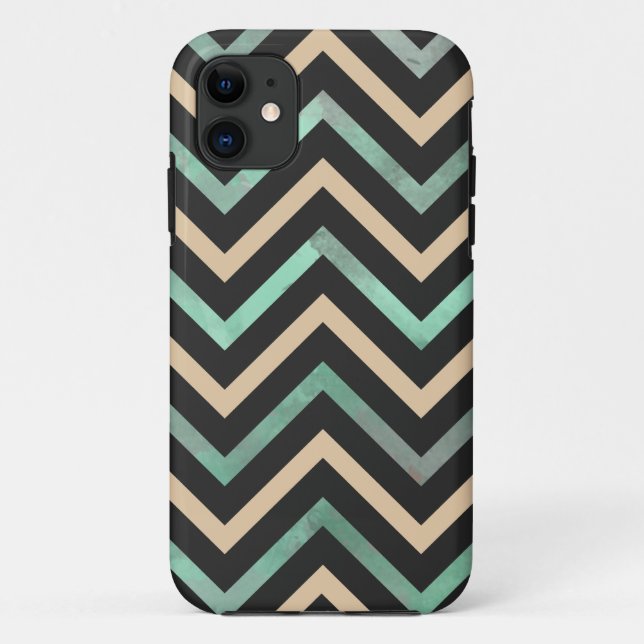 Mint Black Tan Chevron Case-Mate iPhone Case (Back)