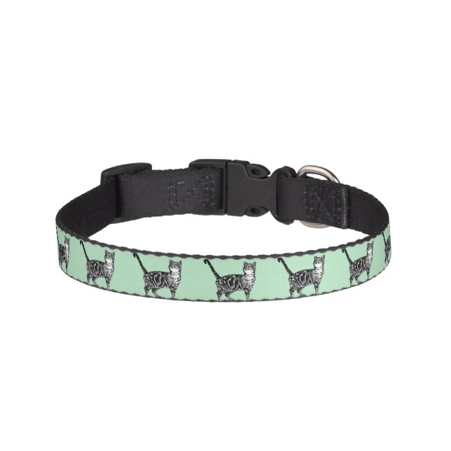 Mint Black White Tabby Cat cats Dog dogs Collar (Front)