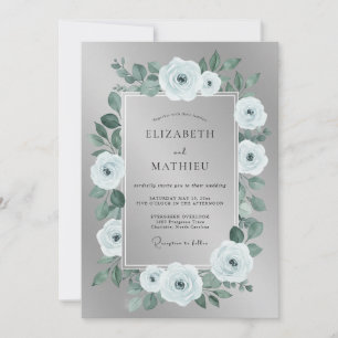 Mint Bloom Wedding Invitation