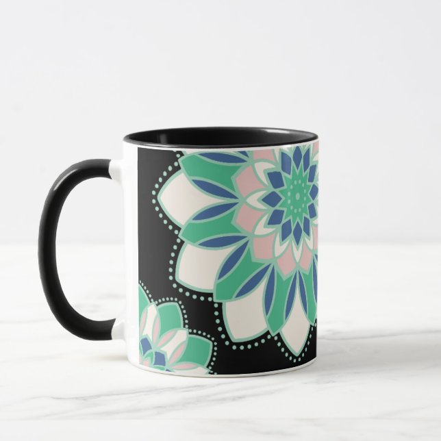 Mint Blossom Mandala Mug (Left)