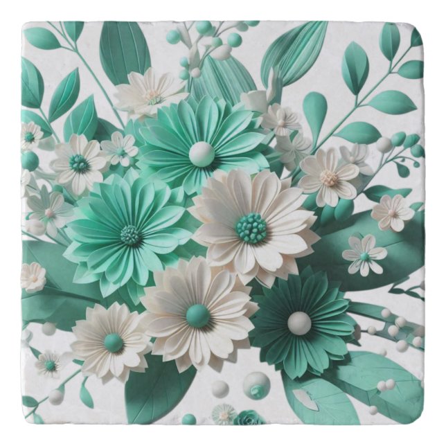 Mint Blossom Placemat – Elegance for Every Meal Trivet (Front)