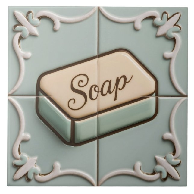 Mint Blue Bar of Soap Funny Toilet or Bathroom Ceramic Tile (Front)