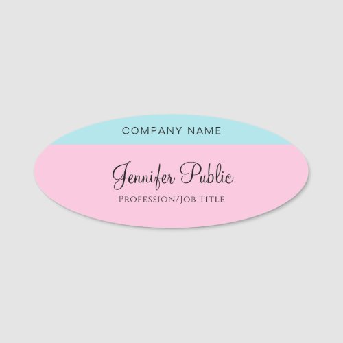 Mint Blue Blush Pink Template Hand Script Name Name Tag