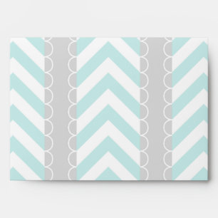 Mint Blue, Gray, White Chevron Stripes Pattern Envelope