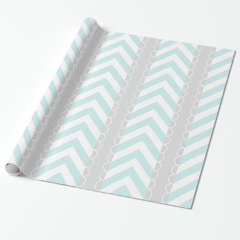 Mint Blue  Gray  White Chevron Stripes Pattern Wrapping Paper by VintageDesignsShop at Zazzle