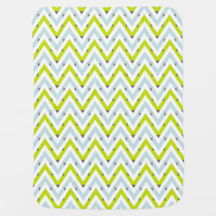 Mint Blue & Green Chevron Geometric Pattern Baby Blanket