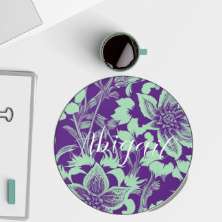 Mint Blue Green Minimalist Flower Wireless Charger