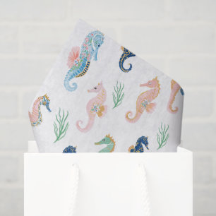 Mint Blue Green Pink Seahorses Birthday Tissue Paper
