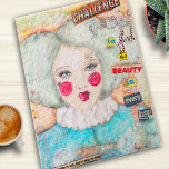 Mint Blue Hair Clown Collage Art Pastel Artistic Jigsaw Puzzle<br><div class="desc">This fun puzzle is designed using my original mixed media collage art of a vintage style girl clown with an inspirational message to remember to find beauty in the everyday. She has mint blue hair, a blue top with a ruffled white collar, and stand out rosy cheeks and lips, and...</div>