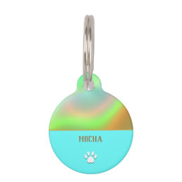Mint Blue Holographic Pet ID Tag