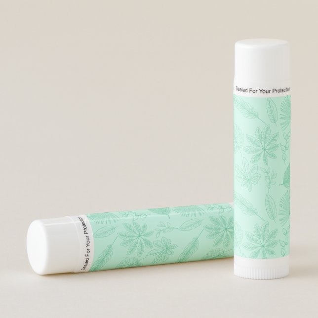 Mint Blue Leaves Pattern Lip Balm (Front)