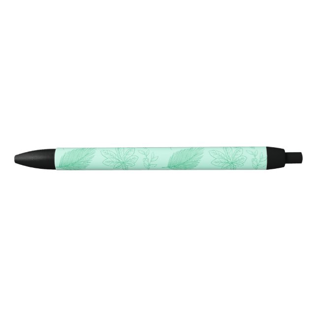 Mint Blue Leaves Pattern Pen (Front)