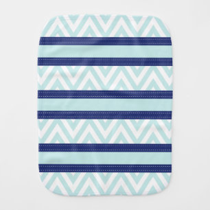 Mint Blue & Navy Stripes Chevron Pattern Burp Cloth