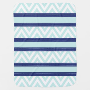 Mint Blue & Navy Stripes Chevron Pattern Receiving Blanket