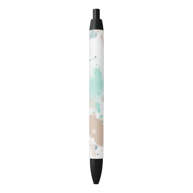 Mint Blue Peach Green Paint Splatters Pen (Front Vertical)