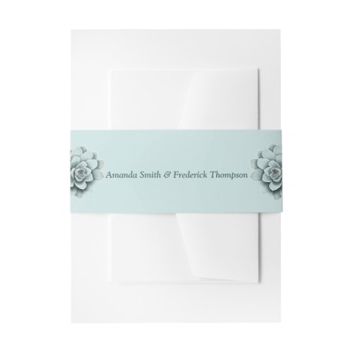 Mint Blue Pine Green Succulents Invitation Belly Band