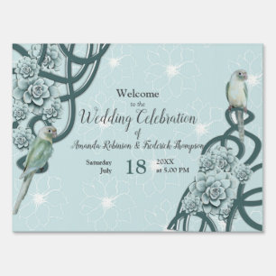 Mint Blue Pine Green Succulents Sign