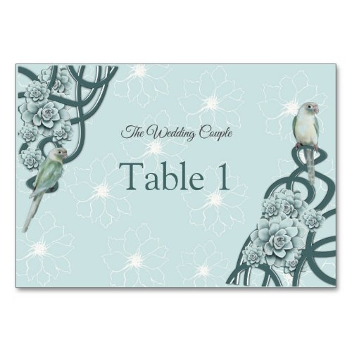 Mint Blue Pine Green Succulents Table Number