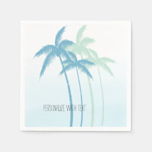 Mint Blue Tropical Palm Trees Ombre Napkins