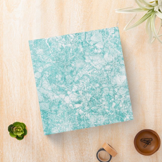 Mint Blue & White Marble Texture 3 Ring Binder (In Situ)