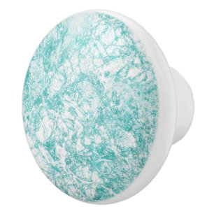 Mint Blue & White Marble Texture  Ceramic Knob