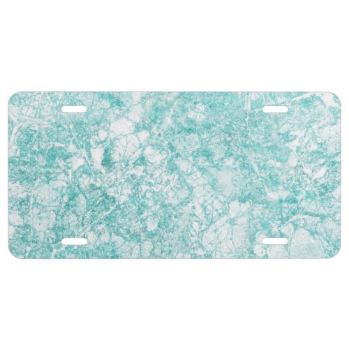 Mint Blue  White Marble Texture License Plate