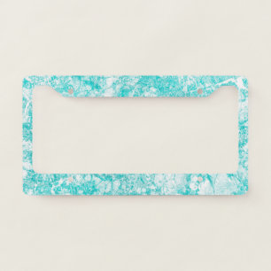 Mint Blue & White Marble Texture License Plate Frame
