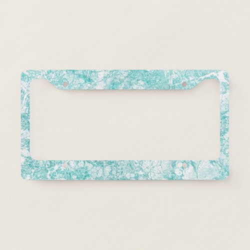 Mint Blue  White Marble Texture License Plate Frame