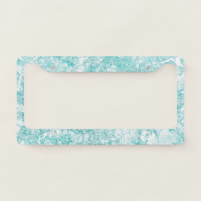 Mint Blue & White Marble Texture License Plate Frame (Front)