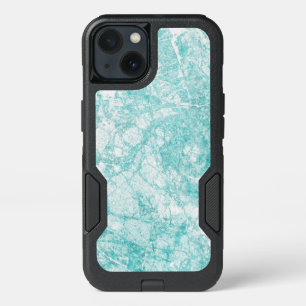 Mint Blue & White Marble Texture iPhone 13 Case