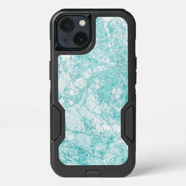Mint Blue & White Marble Texture Otterbox iPhone Case (Back)
