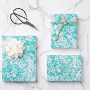 Mint Blue & White Marble Texture  Wrapping Paper Sheets