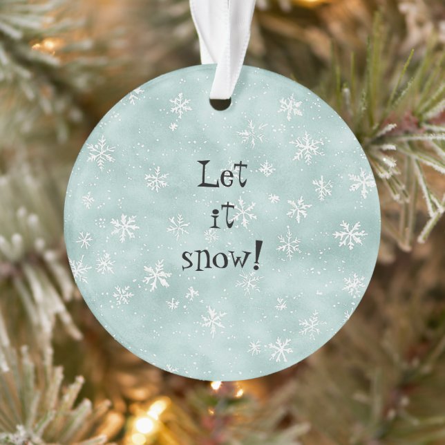 Mint Blue White Snowflakes Peppermint Christmas Ornament (Tree)