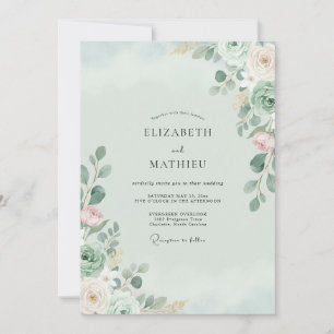 Mint Blush Eucalyptus Wedding Invitation