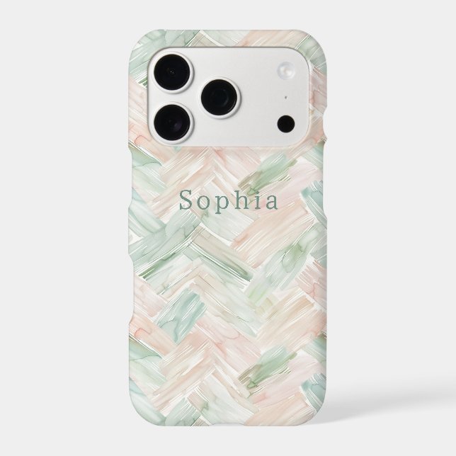 Mint Blush Pink Abstract iPhone Case (Back)