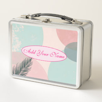 Mint Blush Pink Abstract Modern Collection Metal Lunch Box