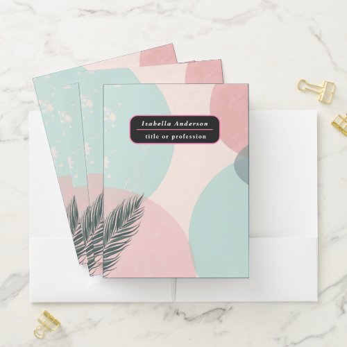 Mint Blush Pink Abstract Modern Collection Pocket Folder
