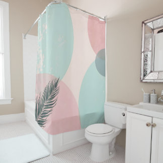 Mint Blush Pink Abstract Modern Collection Shower Curtain