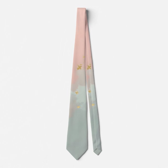 Mint Blush Pink Abstract Popular Collection Neck Tie (Front)