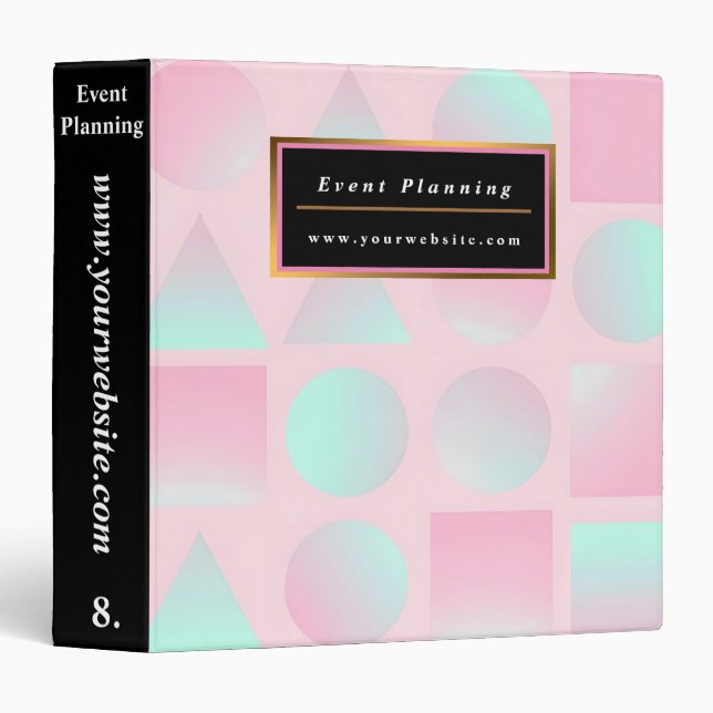 Mint Blush Pink Abstract Trendy Collection 3 Ring Binder (Front/Spine)